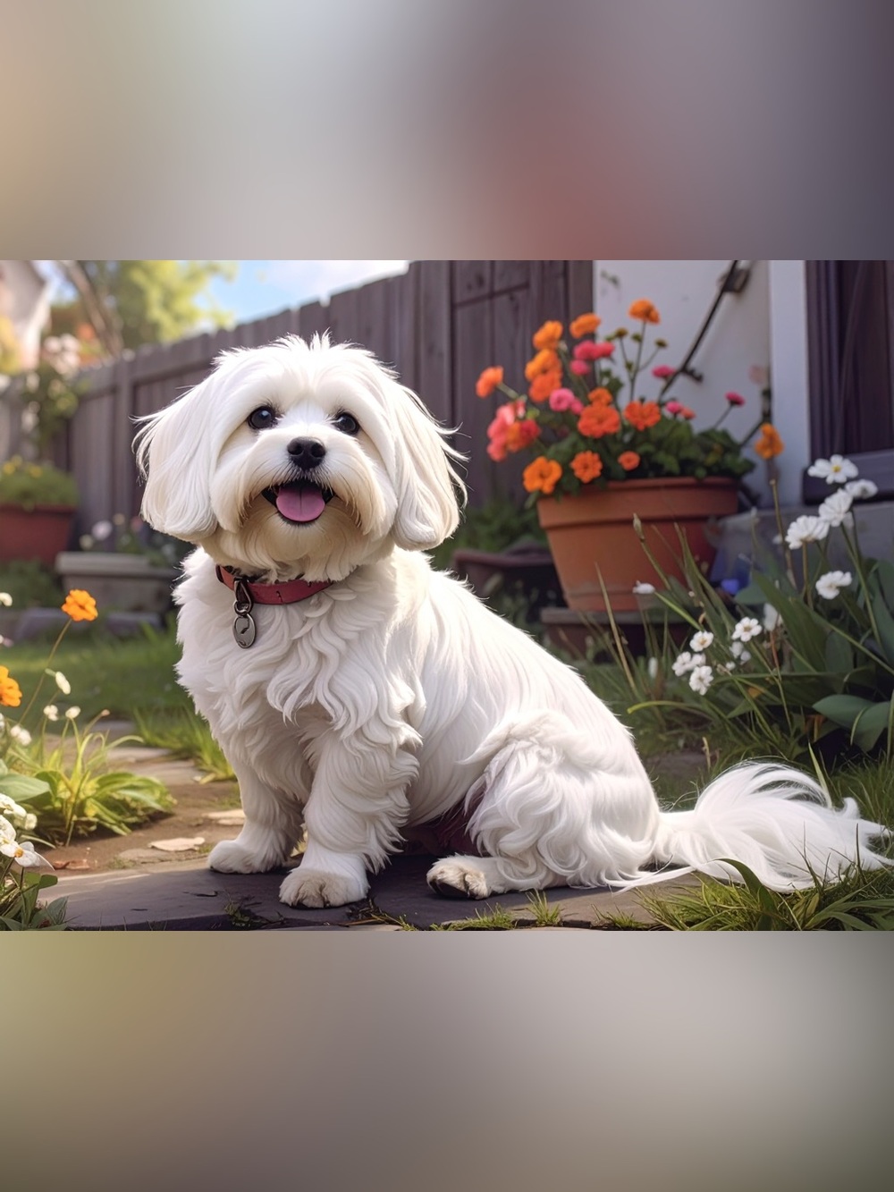 White Maltese Dog Art Print — Charming Pet Portrait